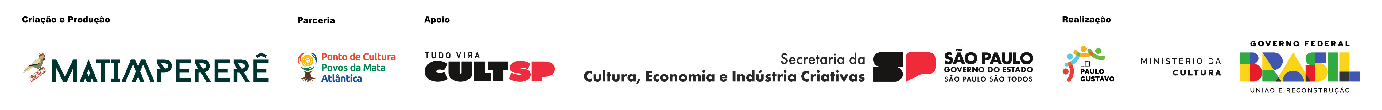 Regua de logos dos realizadores e parceiros do projeto
